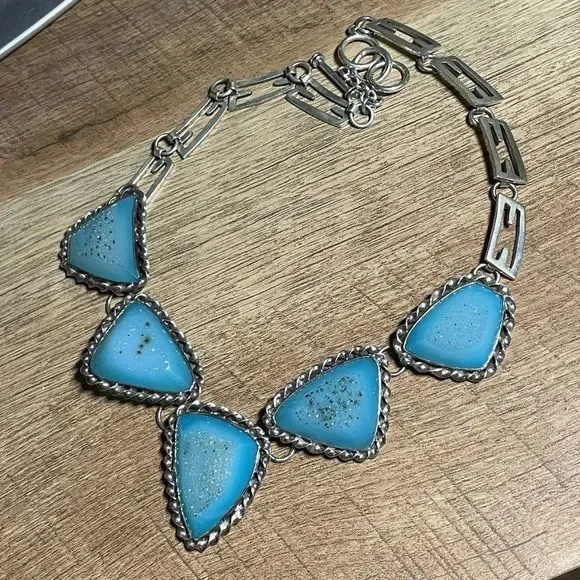 💰Artisan made SS 925 Druzy necklace twisted bezel
